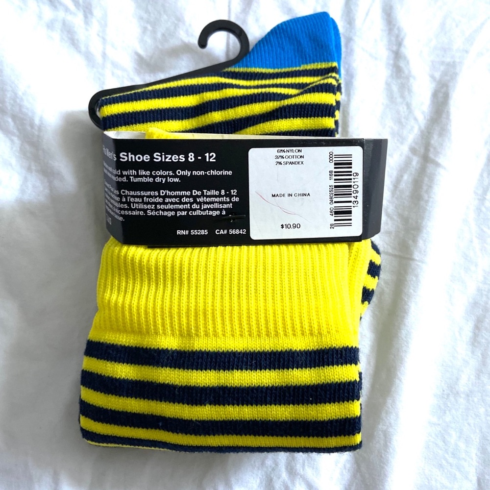 Express Men’s Yellow Striped Dress Socks:Size 8-12